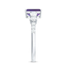 Real 1.4 Carat Emerald Cut Amethyst Engagement Ring with Moissanite AAA - Rosec Jewels
