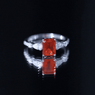 1 Carat Fire Opal Emerald Cut Engagement Ring with Diamond Side Stones AAA - Rosec Jewels