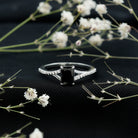 Certified 1.6 Carat Lab Grown Black Diamond Emerald Cut Engagement Ring with White Diamond Split Shank AAAA ( Synthetic ) - Rosec Jewels