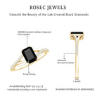 Certified 1.6 Carat Lab Grown Black Diamond Emerald Cut Engagement Ring with White Diamond Split Shank AAAA ( Synthetic ) - Rosec Jewels