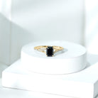 Certified 1.6 Carat Lab Grown Black Diamond Emerald Cut Engagement Ring with White Diamond Split Shank AAAA ( Synthetic ) - Rosec Jewels