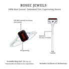 Certified Natural Garnet Emerald Cut Engagement Ring with Diamond Split Shank AAA - Rosec Jewels