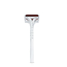 Certified Natural Garnet Emerald Cut Engagement Ring with Diamond Split Shank AAA - Rosec Jewels