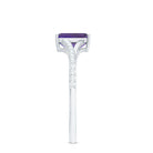 1.4 Carat Amethyst Emerald Cut Engagement Ring with Diamond Split Shank AAA - Rosec Jewels