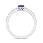 1.4 Carat Amethyst Emerald Cut Engagement Ring with Diamond Split Shank AAA - Rosec Jewels
