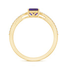 1.4 Carat Amethyst Emerald Cut Engagement Ring with Diamond Split Shank AAA - Rosec Jewels