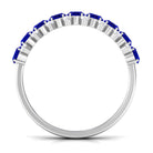 Rosec Jewels-Natural Oval Blue Sapphire Half Eternity Band with Diamond