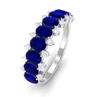 Rosec Jewels-Natural Oval Blue Sapphire Half Eternity Band with Diamond
