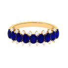 Rosec Jewels-Natural Oval Blue Sapphire Half Eternity Band with Diamond