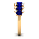 Rosec Jewels-Natural Oval Blue Sapphire Half Eternity Band with Diamond
