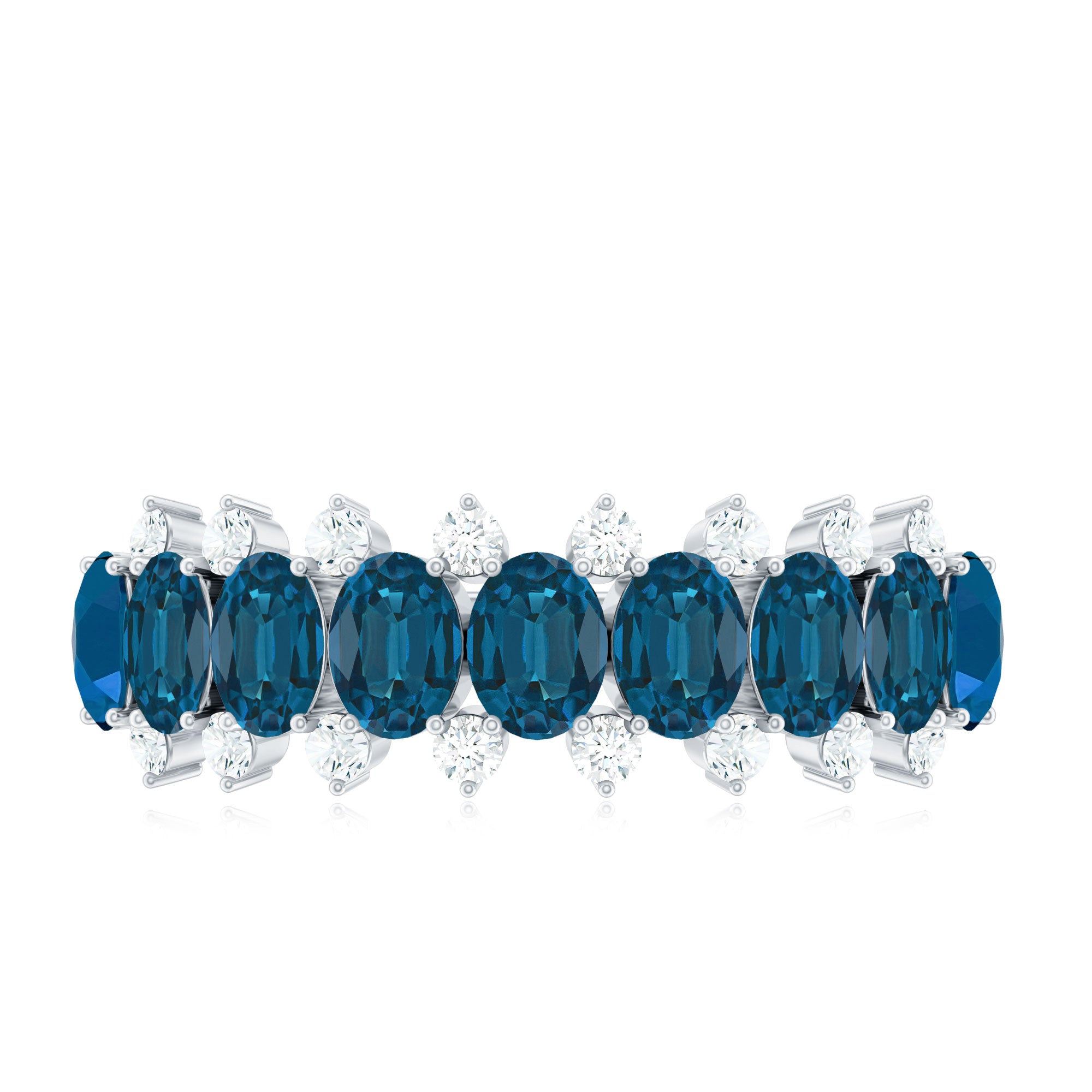 London Blue Topaz Half Eternity Band with Certificate AAA - Rosec Jewels