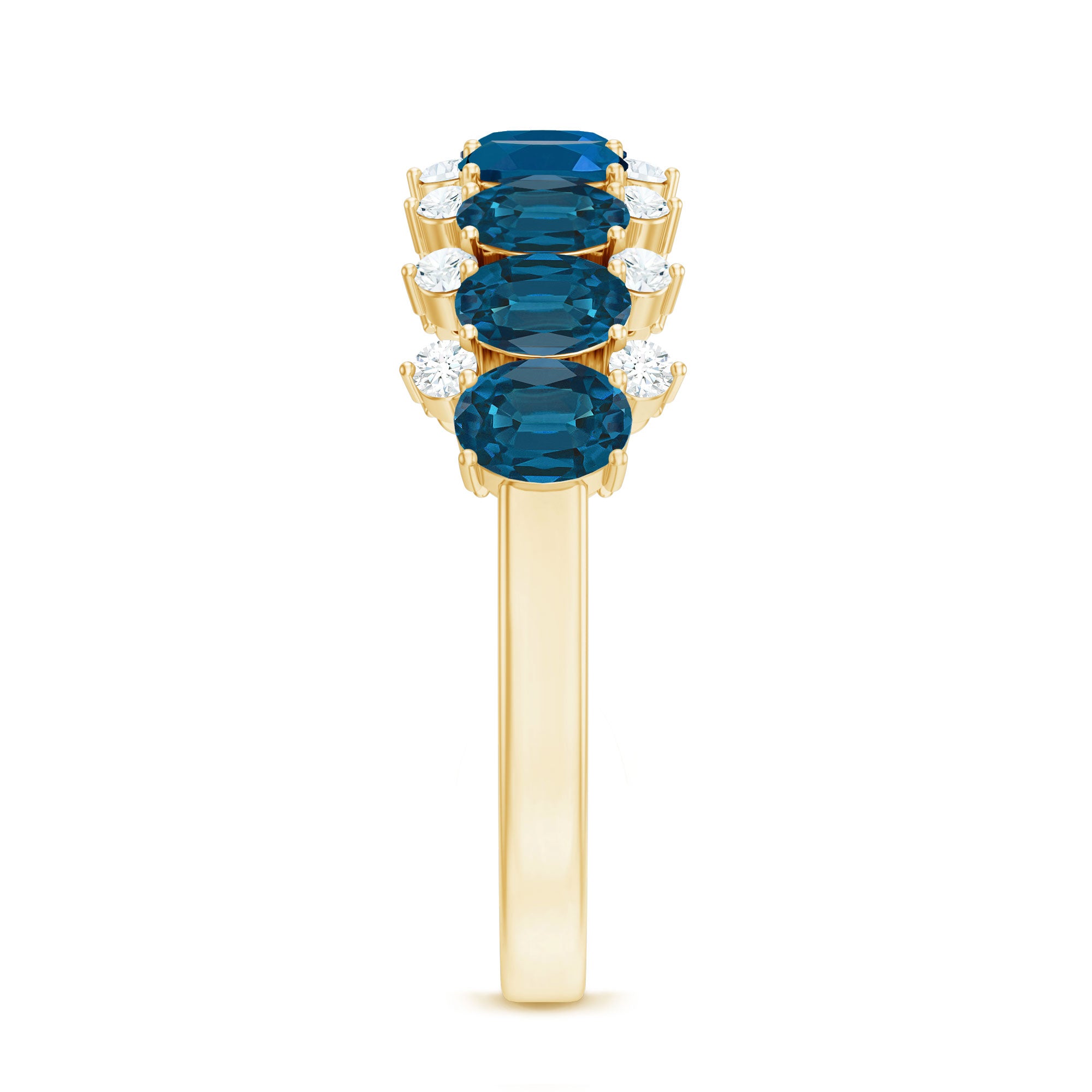 London Blue Topaz Half Eternity Band with Certificate AAA - Rosec Jewels