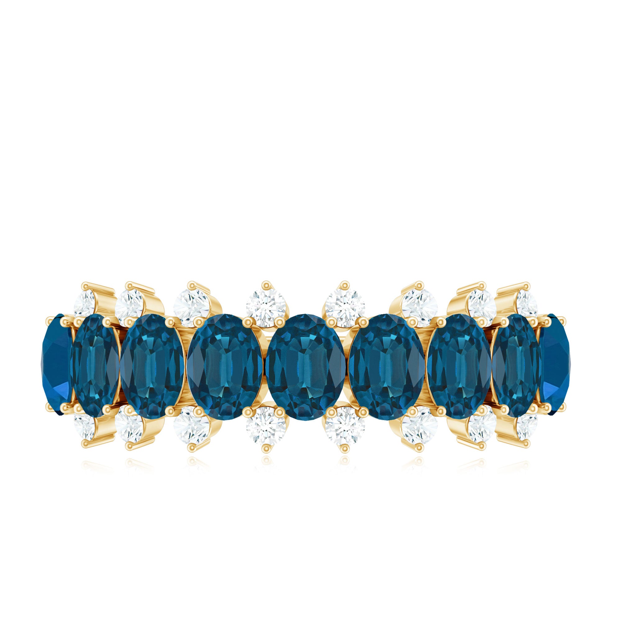 London Blue Topaz Half Eternity Band with Certificate AAA - Rosec Jewels