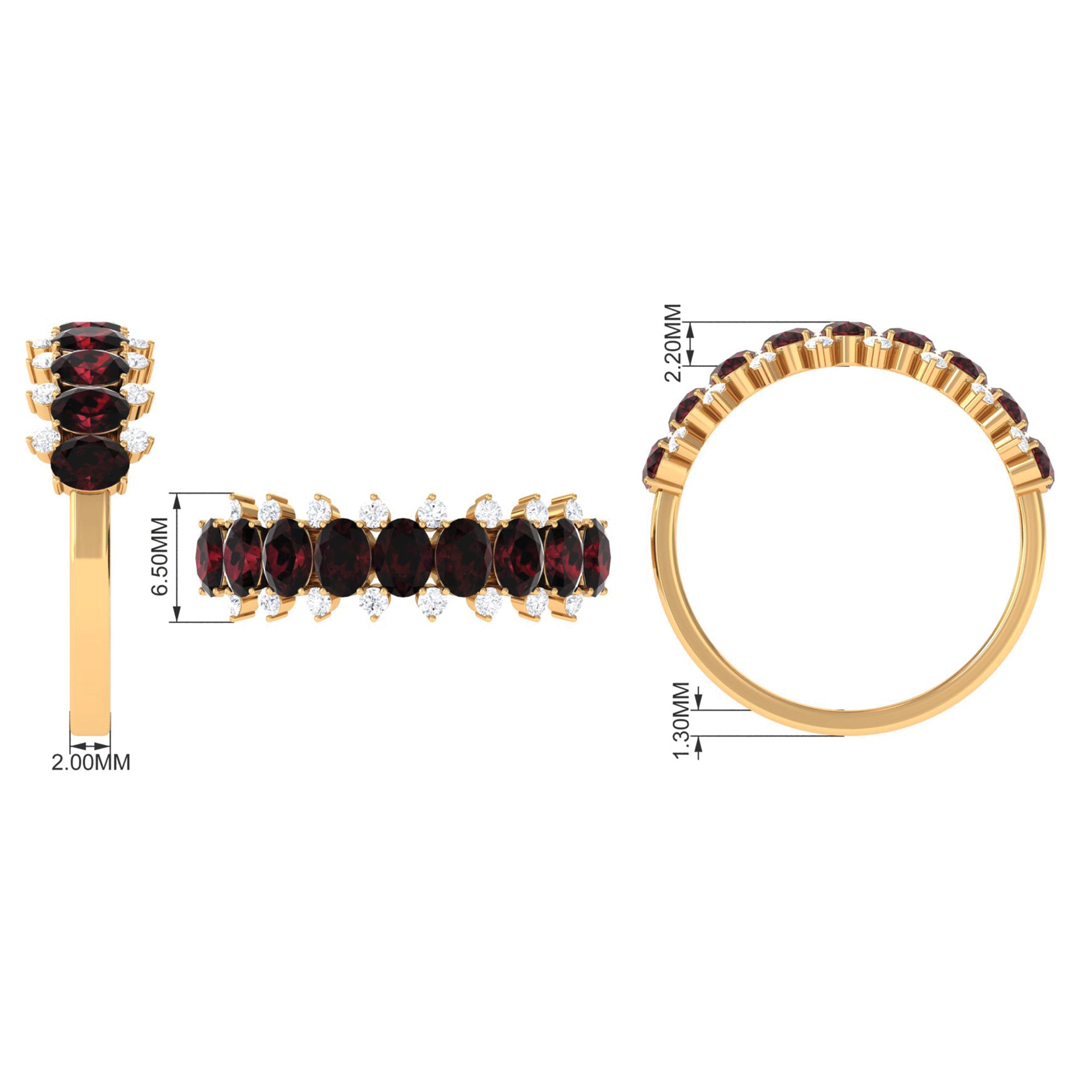 Real Garnet Diamond Half Eternity Wedding Anniversary Ring AAA - Rosec Jewels