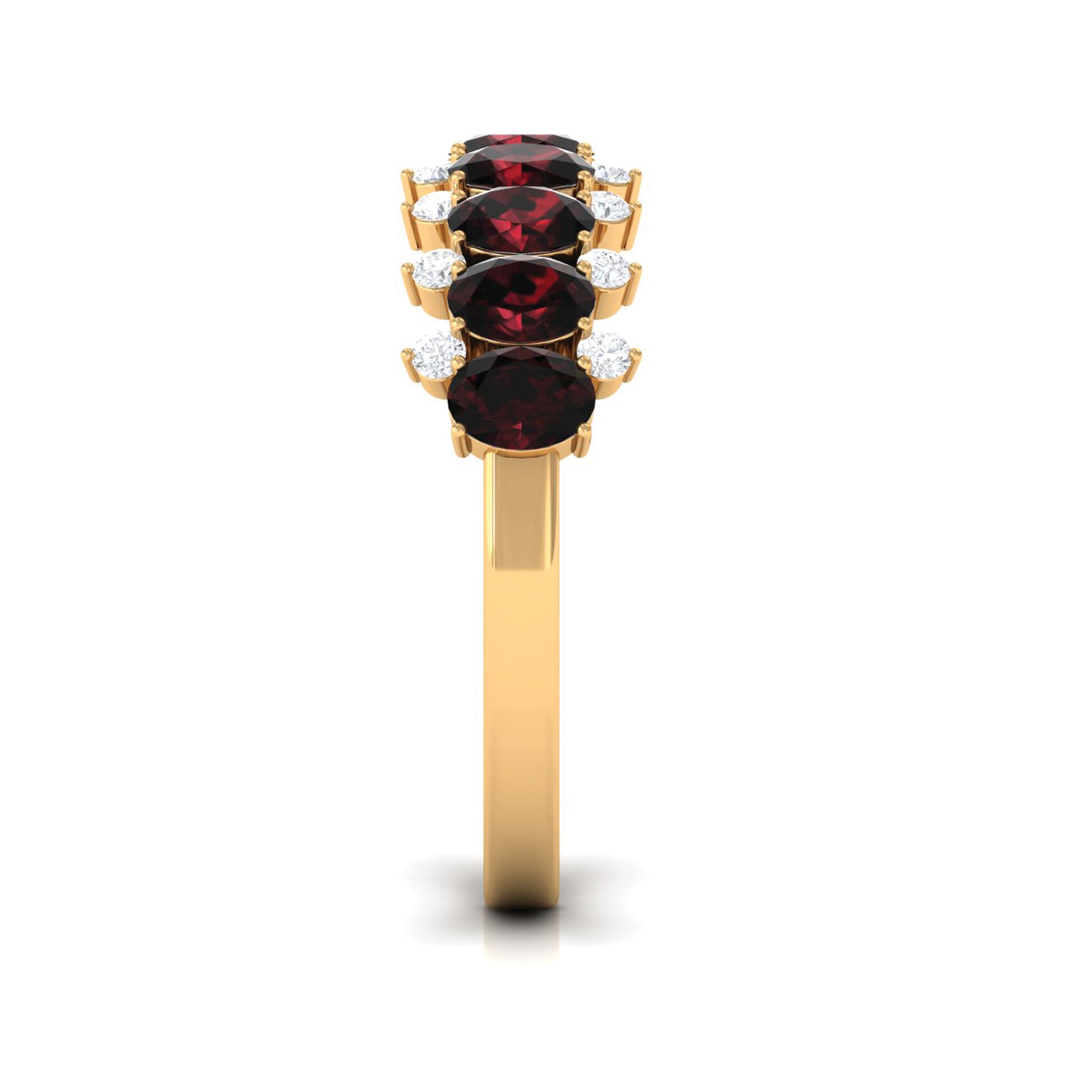 Real Garnet Diamond Half Eternity Wedding Anniversary Ring AAA - Rosec Jewels