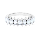 2.5 CT Moonstone and Diamond Semi Eternity Ring AAA - Rosec Jewels