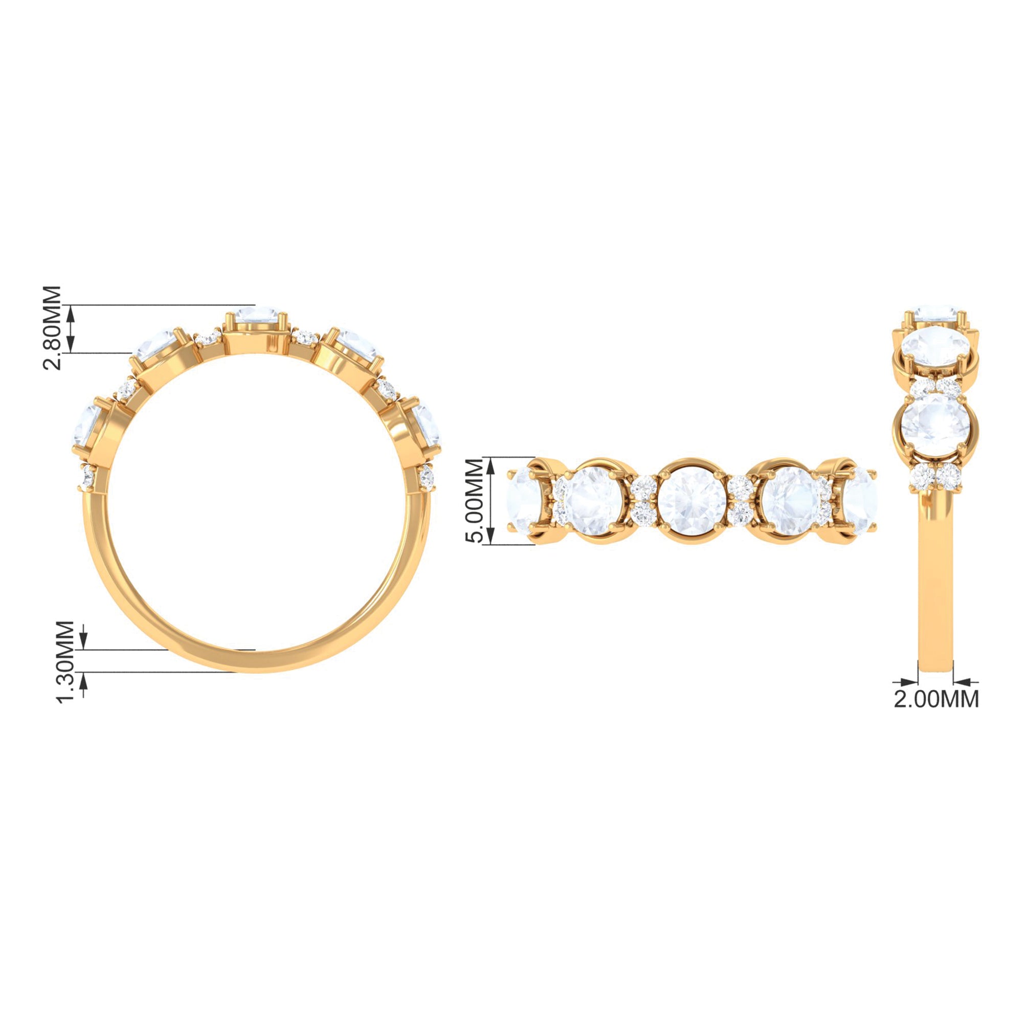 2 CT Genuine Moonstone and Diamond Half Eternity Ring AAA - Rosec Jewels