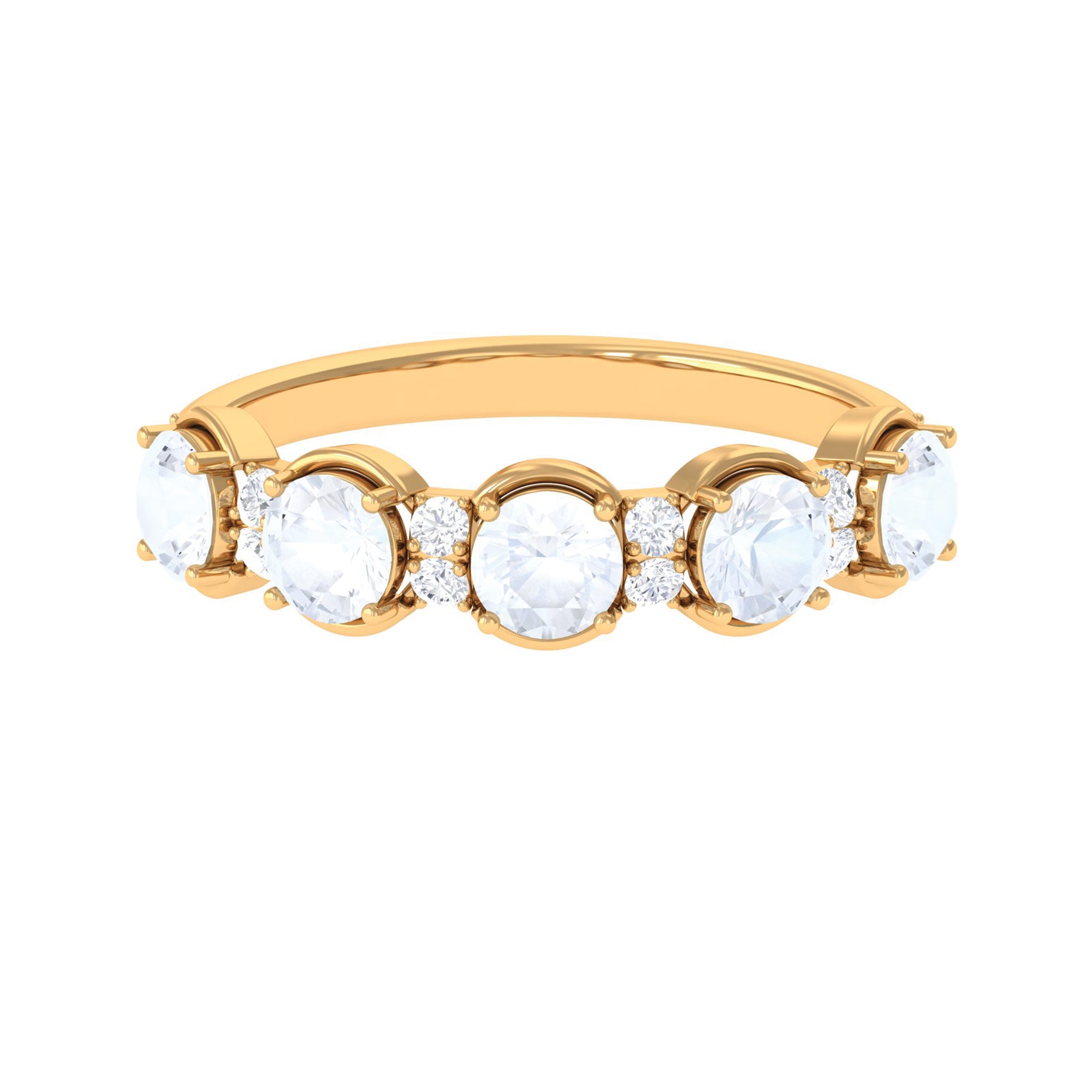 2 CT Genuine Moonstone and Diamond Half Eternity Ring AAA - Rosec Jewels