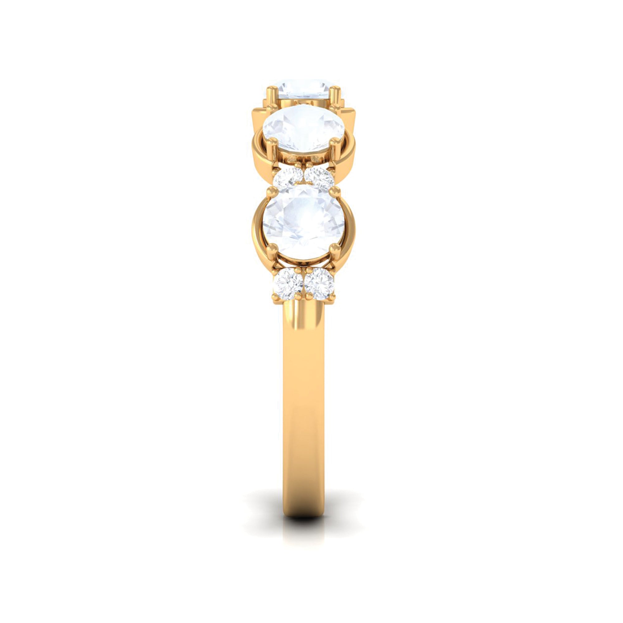 2 CT Genuine Moonstone and Diamond Half Eternity Ring AAA - Rosec Jewels