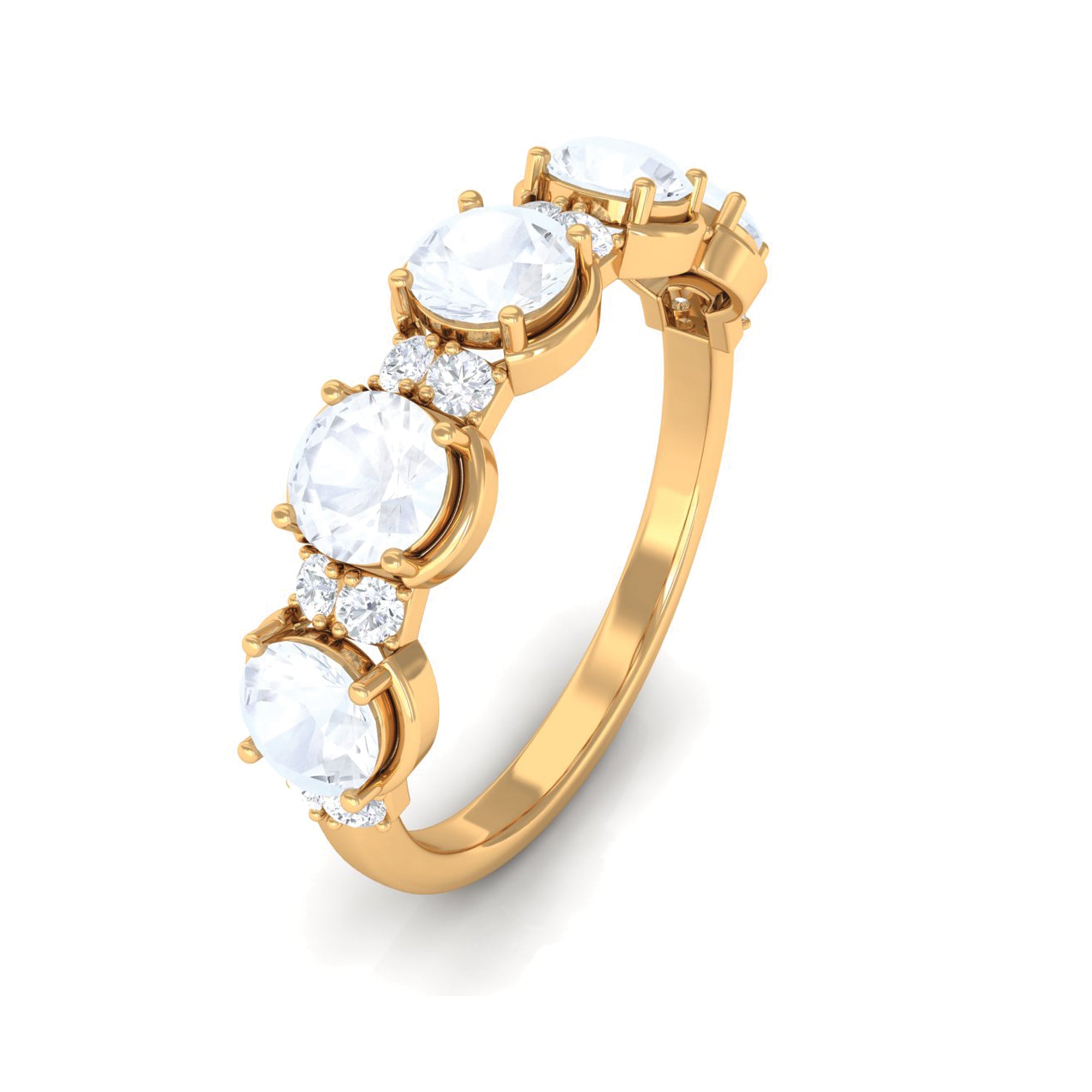 2 CT Genuine Moonstone and Diamond Half Eternity Ring AAA - Rosec Jewels