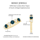 Natural London Blue Topaz Semi Eternity Ring with Diamond AAA - Rosec Jewels