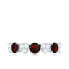 Rosec Jewels-Certified Real Garnet Diamond Heart Eternity Ring for Anniversary