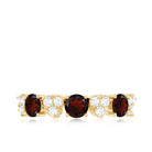 Rosec Jewels-Certified Real Garnet Diamond Heart Eternity Ring for Anniversary