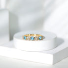 Aquamarine and Diamond Heart Shape Eternity Ring AAA - Rosec Jewels
