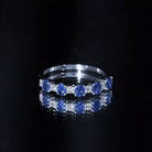 Rosec Jewels-Natural Oval Blue Sapphire Diamond Half Eternity Ring for Women