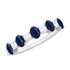 Rosec Jewels-Natural Oval Blue Sapphire Diamond Half Eternity Ring for Women