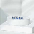 Rosec Jewels-Natural Oval Blue Sapphire Diamond Half Eternity Ring for Women