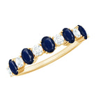 Rosec Jewels-Natural Oval Blue Sapphire Diamond Half Eternity Ring for Women
