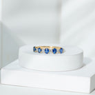 Rosec Jewels-Natural Oval Blue Sapphire Diamond Half Eternity Ring for Women