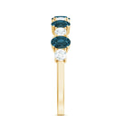 Oval London Blue Topaz Half Eternity Band Ring with Diamond AAA - Rosec Jewels