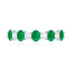 Oval Cut Emerald and Diamond Semi Eternity Ring AAA - Rosec Jewels
