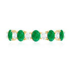 Oval Cut Emerald and Diamond Semi Eternity Ring AAA - Rosec Jewels