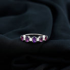 Natural Oval Amethyst Diamond Half Eternity Ring for Women AAA - Rosec Jewels