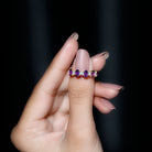 Natural Oval Amethyst Diamond Half Eternity Ring for Women AAA - Rosec Jewels