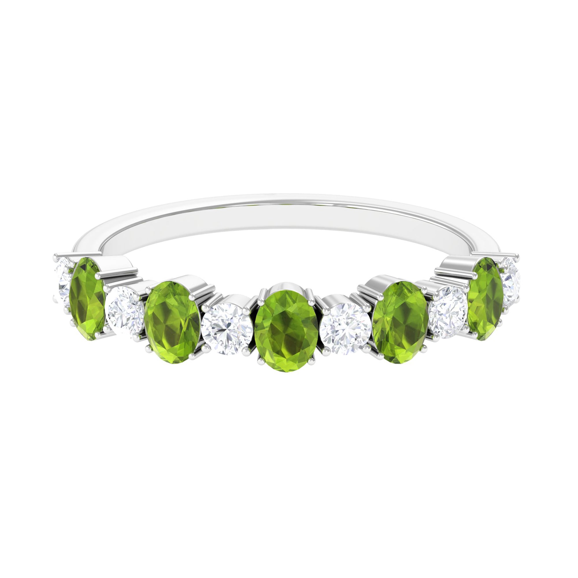 1.50 CT Alternate Peridot and Diamond Half Eternity Ring AAA - Rosec Jewels