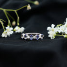 Rosec Jewels-Natural Tanzanite Half Eternity Ring with Diamond