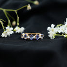 Rosec Jewels-Natural Tanzanite Half Eternity Ring with Diamond