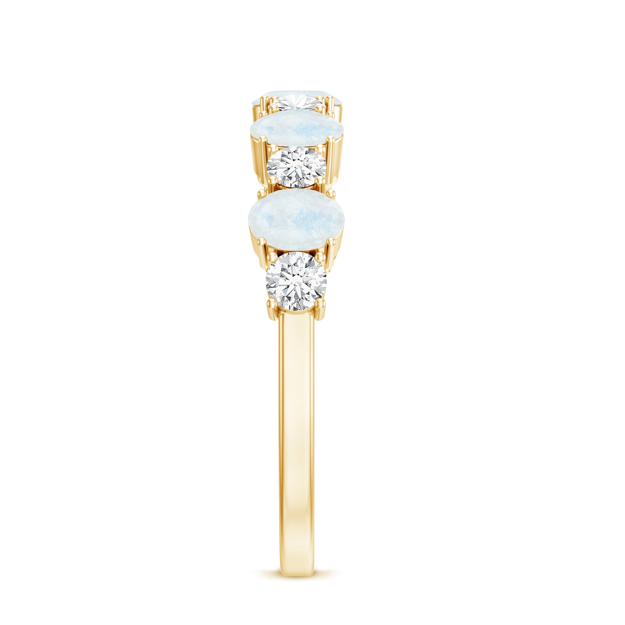 1.5 CT Alternate Moonstone and Diamond Semi Eternity Ring AAA - Rosec Jewels