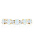 1.5 CT Alternate Moonstone and Diamond Semi Eternity Ring AAA - Rosec Jewels