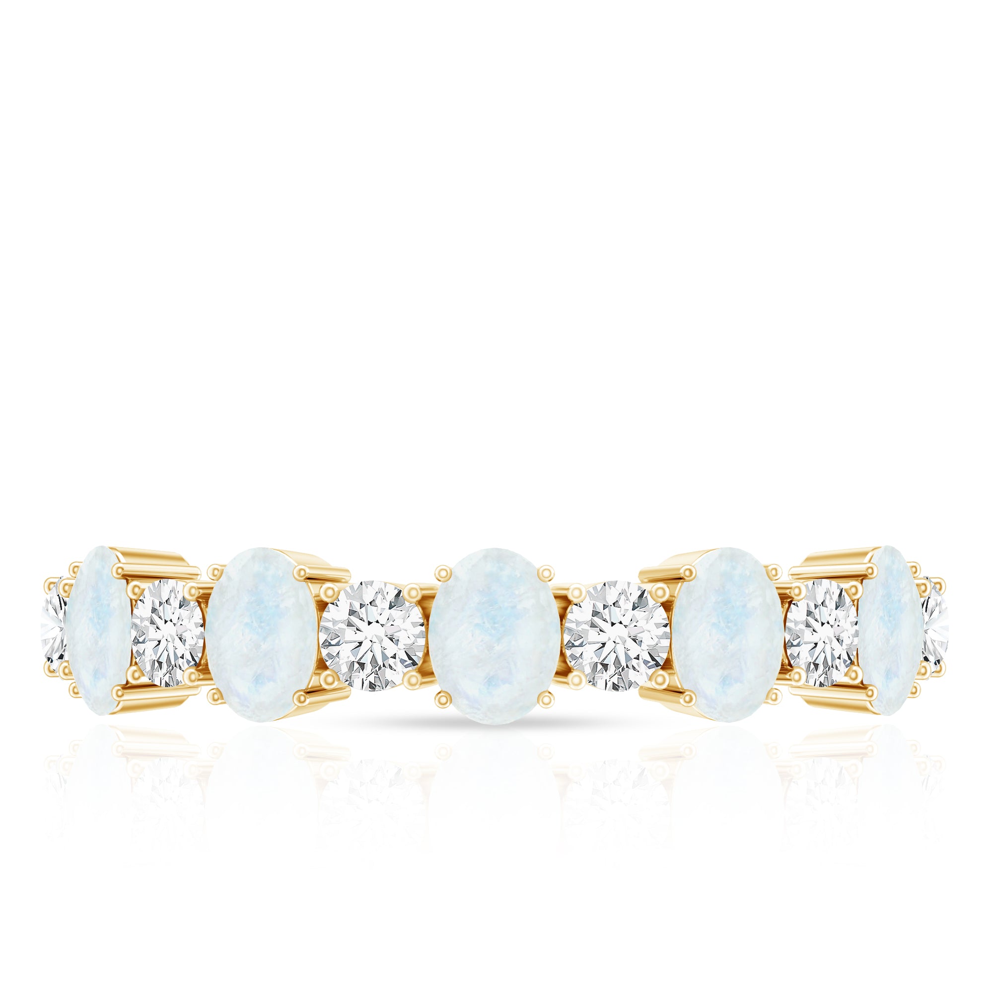 1.5 CT Alternate Moonstone and Diamond Semi Eternity Ring AAA - Rosec Jewels