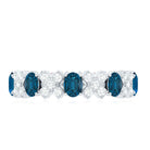 Oval Cut London Blue Topaz Designer Eternity Band with Diamond AAA - Rosec Jewels