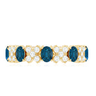 Oval Cut London Blue Topaz Designer Eternity Band with Diamond AAA - Rosec Jewels