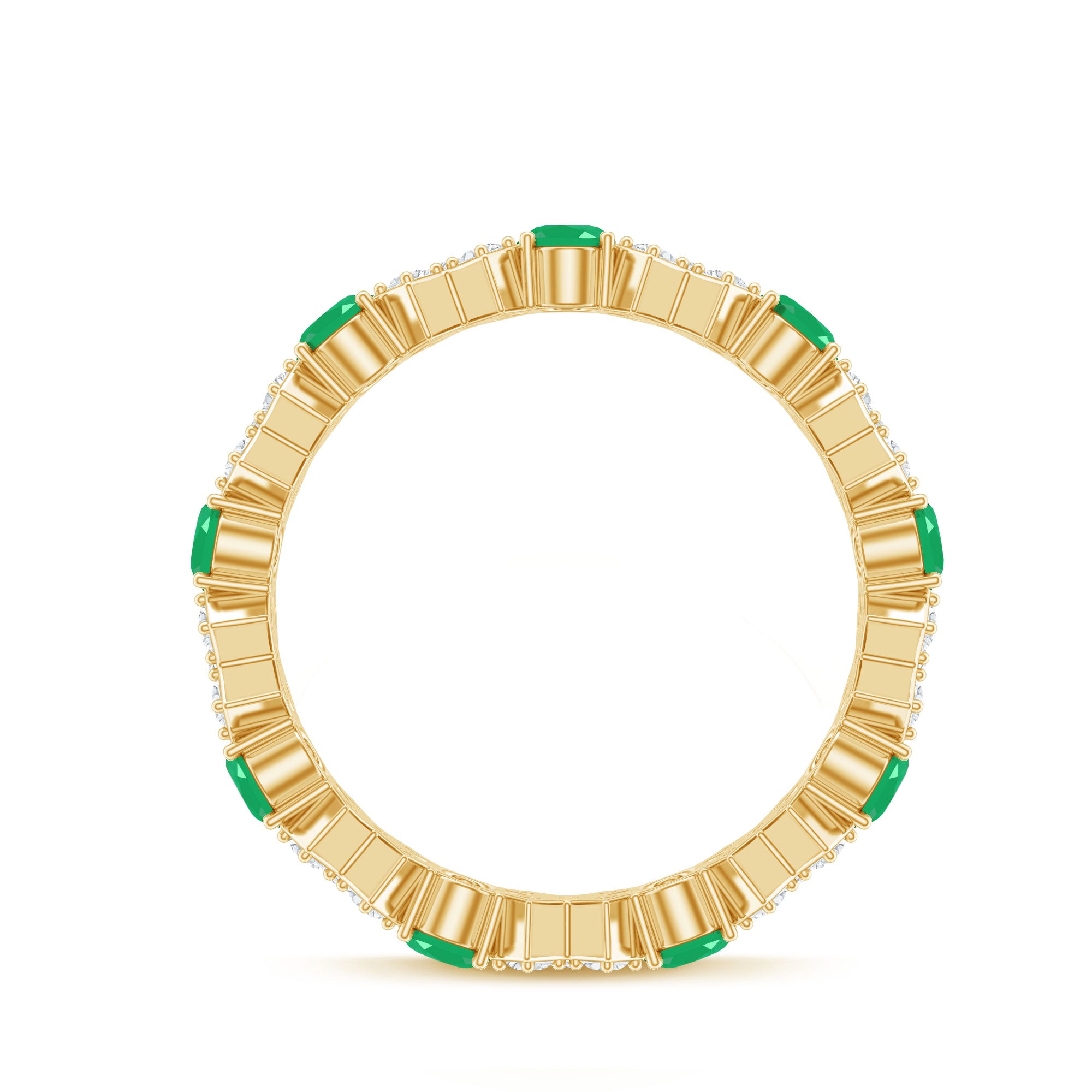 Rosec Jewels-Natural Emerald and Moissanite Designer Eternity Band