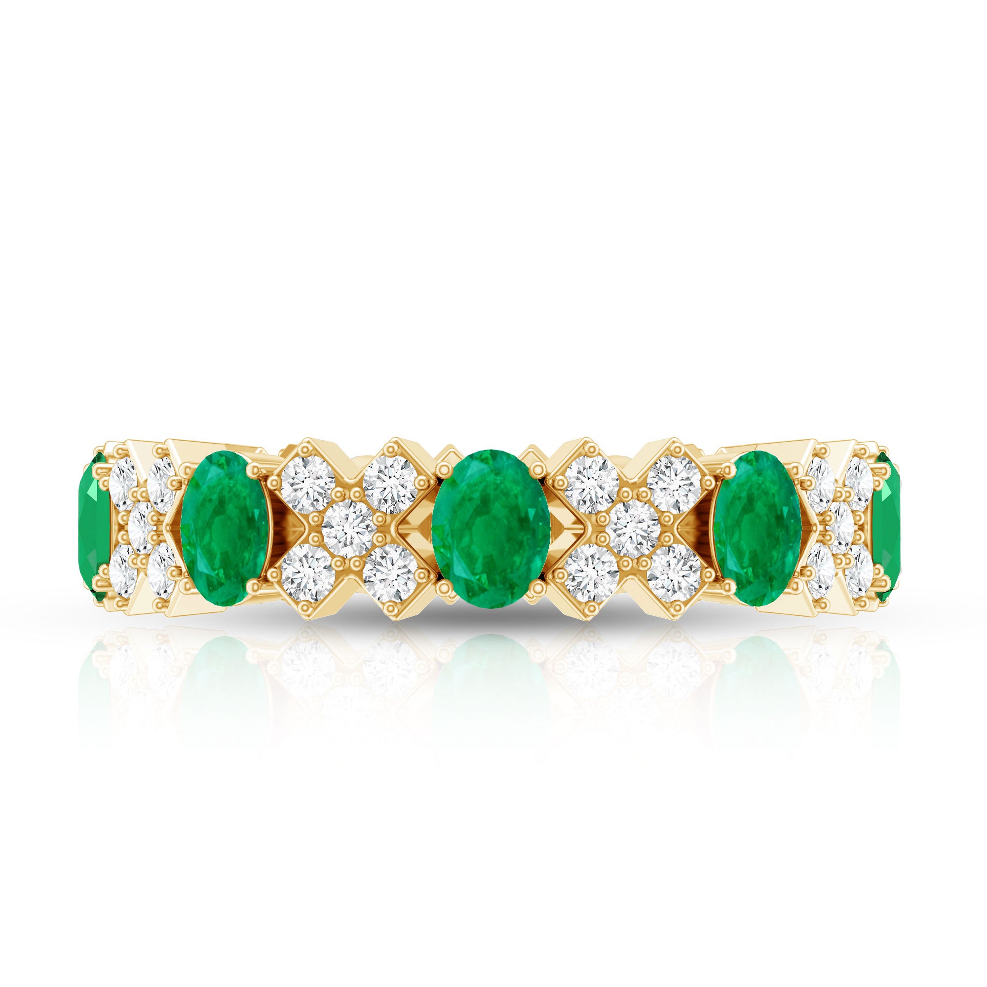 Rosec Jewels-Natural Emerald and Moissanite Designer Eternity Band
