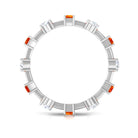 Baguette Cut Lab Grown Orange Sapphire and Diamond Eternity Ring AAAA - Rosec Jewels