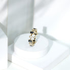 Contemporary Emerald Cut Onyx and Diamond Wedding Band AAA - Rosec Jewels